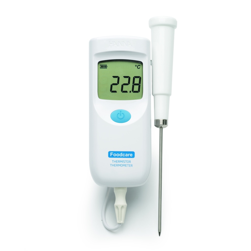 Portable thermistor thermometer with replaceable probe