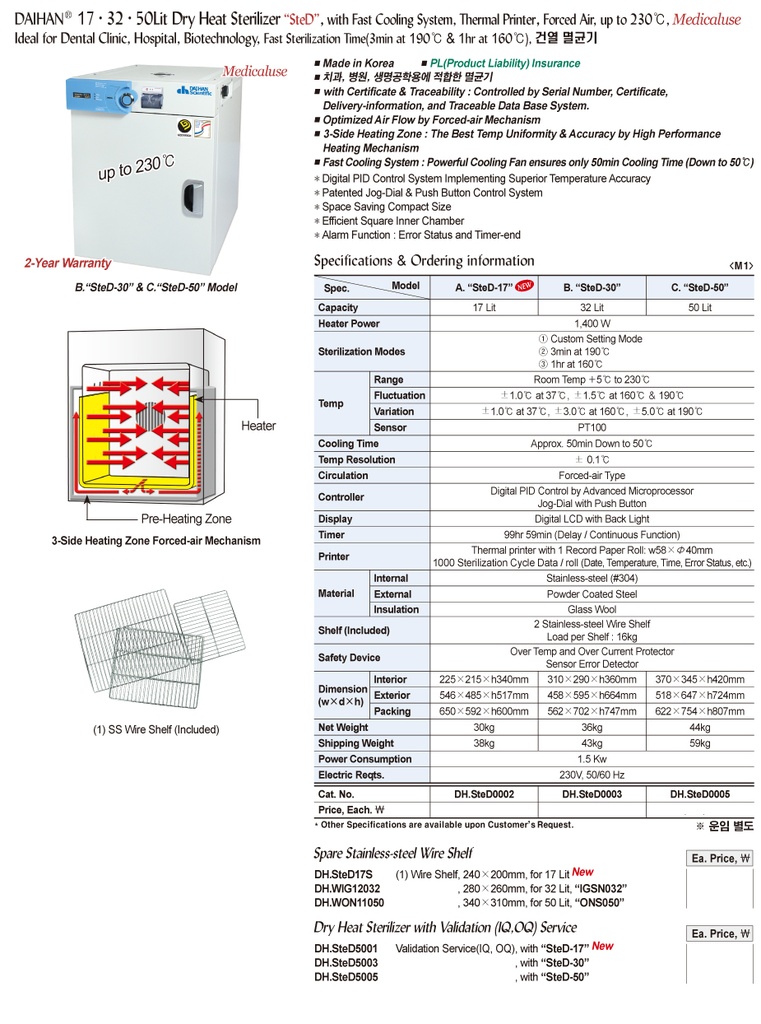 Dry Heat Sterilizer with Temp Recorder, 32Lit,DH-30 230V