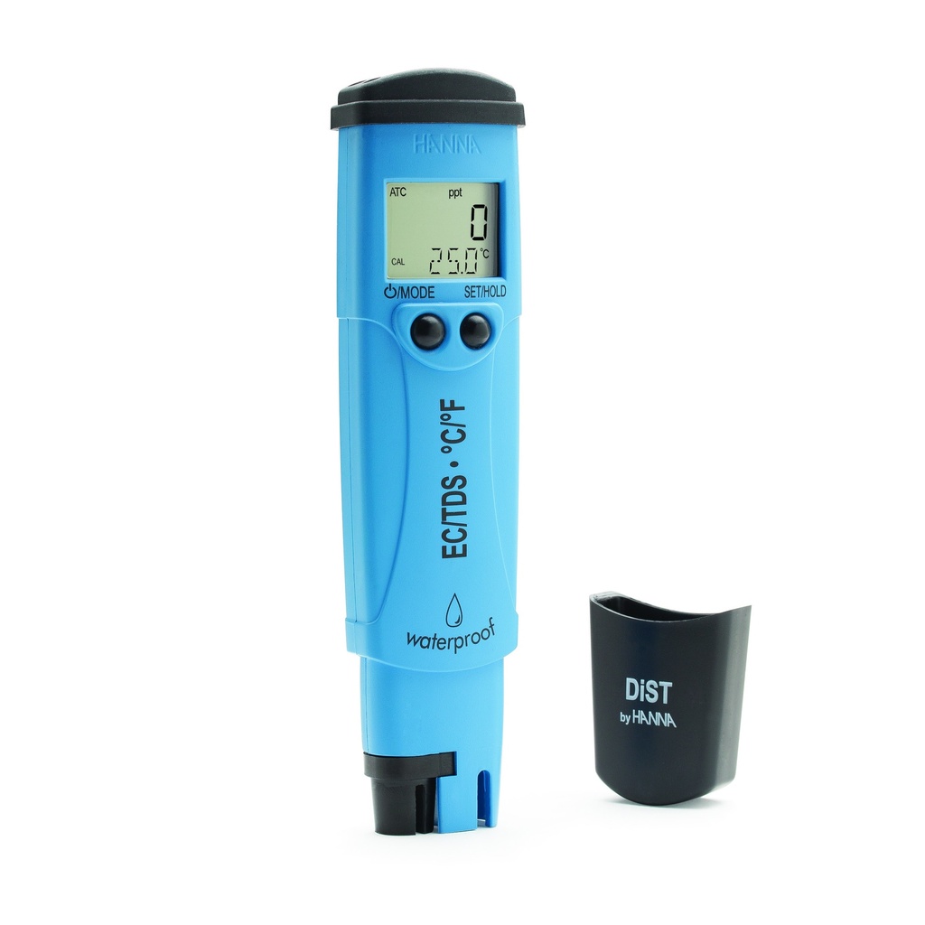 DiST® 6 EC/TDS/Temperature tester; EC resolution: 0.01 mS/cm, TDS resolution: 0.01 g/L (ppt) Range: 0.00 to 20.00 mS/cm