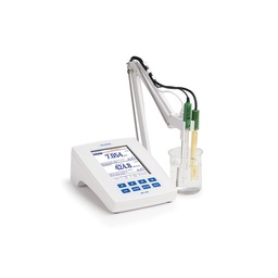 [HI5521-02] Professional benchtop pH/EC meter with 5.5” color LCD and capacitive touch keypad. Fully customizable, auto-logging, real-time graphic, auto-end point mode, CAL Check™, USP, USB, 230V