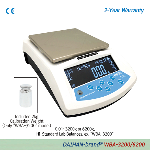 [DH.WBA3200] Hi-Standard Lab Balance, Max. 3200g, d=10mg, DC 12V with AC220V Adapter(=SL.WBA3200)